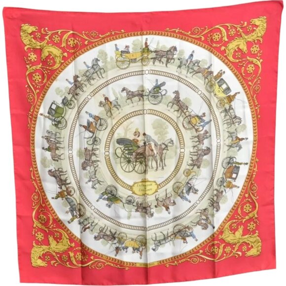 092181AR (S2) Hermes Scarf Carre 90 ''La Promenade De Longchamps'' Multicolor Si - Picture 1 of 11